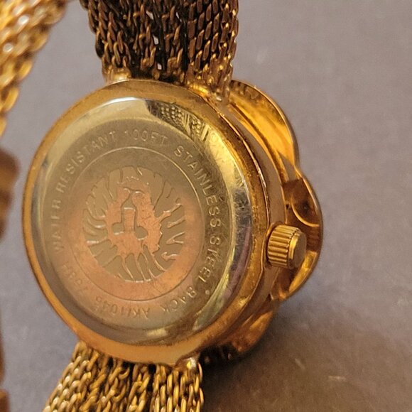 Anne Klein Vintage Gold-Tone Ladies Wristwatch Crystal Floral Cover Mesh Bracele main image 6